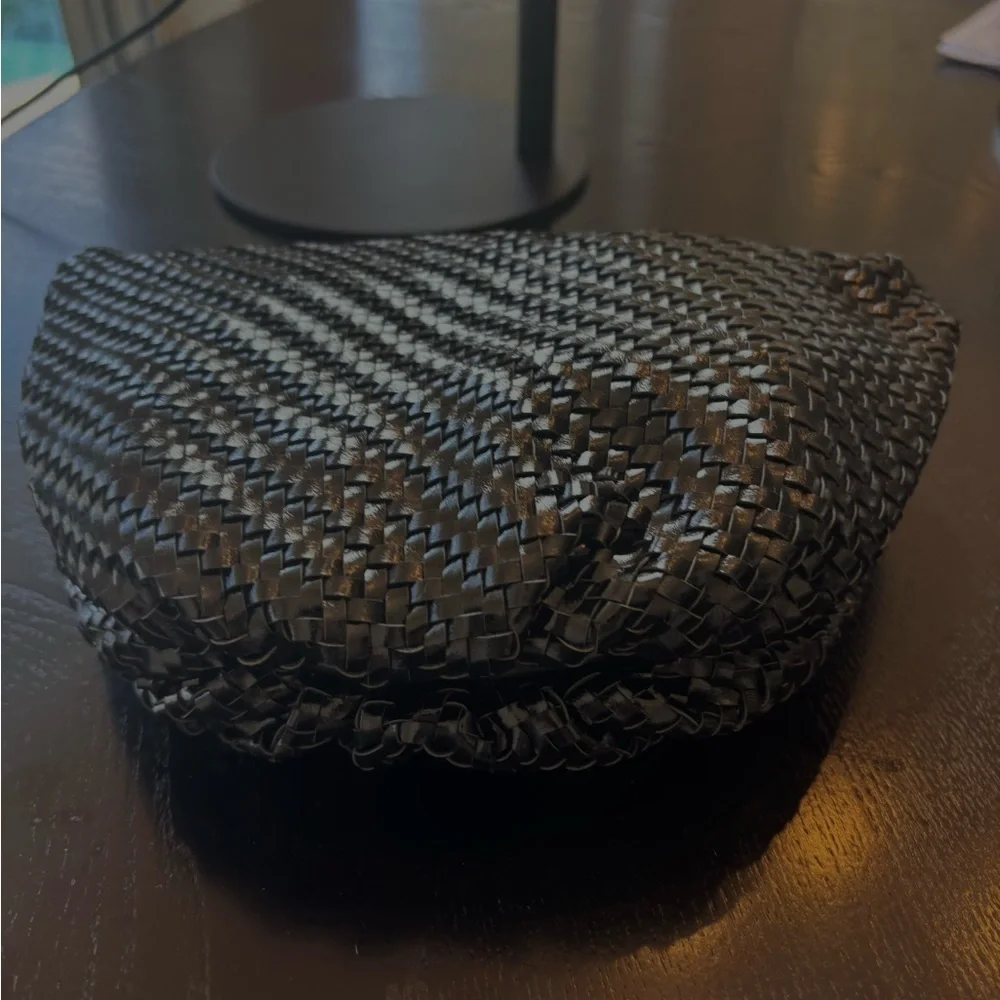 Elegant Black Woven Vegan Clutch